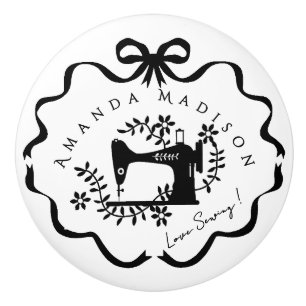 Bow Ribbon Sewing  Ceramic Knob