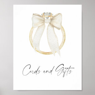 Bow & Ring Bridal shower Cards and Gifts Poster