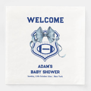 Bow Rookie Football Sport Boy Baby Shower Welcome Napkin
