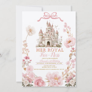 Bow Royal five-ness Birthday Castle Pink Ribbon Invitation