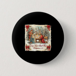 Bow Santa Christmas Nativity Scene Every Knee Shal 6 Cm Round Badge