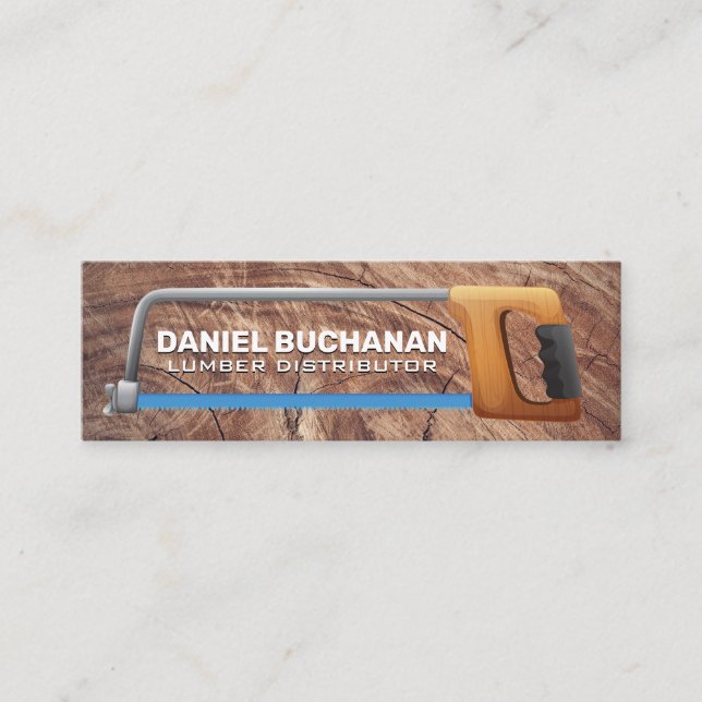 Bow Saw | Wood Grain Mini Business Card (Front)
