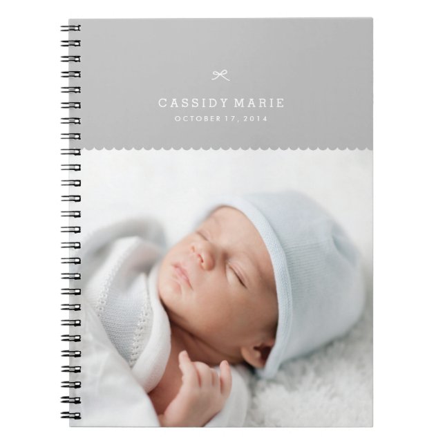 Bow & Scallops Journal - Grey (Front)