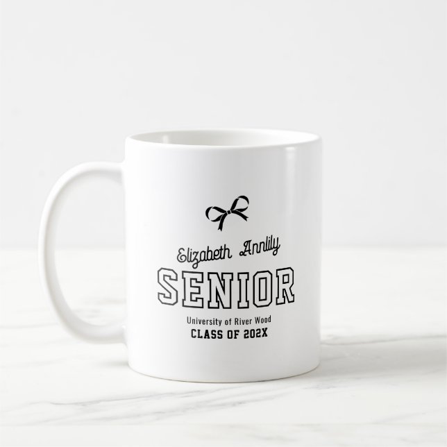 Bow Senior Custom Year Script Graduate College  Coffee Mug (Left)