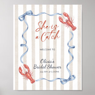 Bow She’s a Catch Lobster Bridal Shower Welcome  Poster
