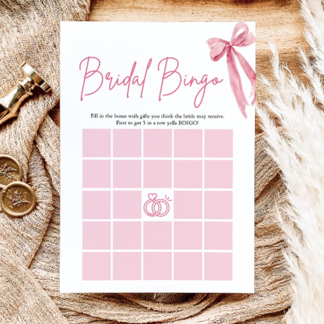 Bow She's Tying the Knot Bridal Shower Bingo Game Invitation (Creator Uploaded)