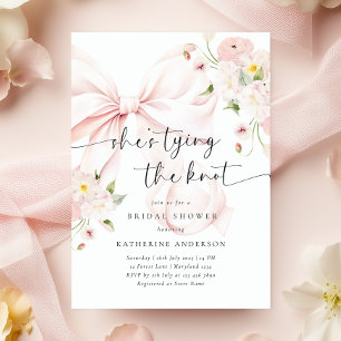Bow She's Tying The Knot Bridal Shower Invitation