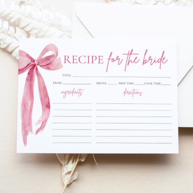 Bow She's Tying the Knot Bridal Shower Recipe Card (Creator Uploaded)