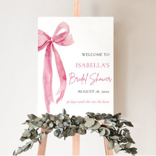 Bow She's Tying the Knot Bridal Shower Welcome Poster