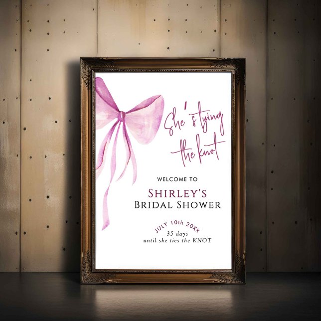 Bow She's Tying the Knot Bridal Shower Welcome Poster (Creator Uploaded)