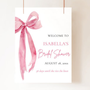 Bow She's Tying the Knot Bridal Shower Welcome Poster