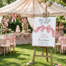 Bow Shes tying the knot Bridal Shower Welcome Sign