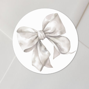 Bow Simple Bridal Or Baby Shower Classic Round Sticker