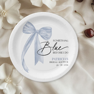 Bow Something Blue Before I Do Bow Bridal Shower Paper Plate