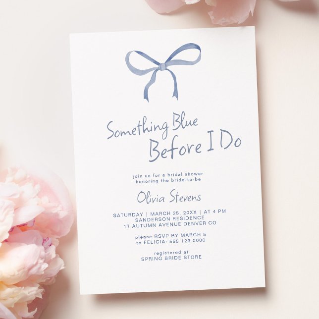 Bow something blue before I do bridal shower Invitation (Creator Uploaded)