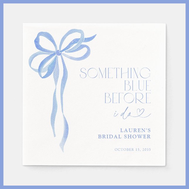 Bow Something Blue Before I Do Bridal Shower Napkin (Creator Uploaded)