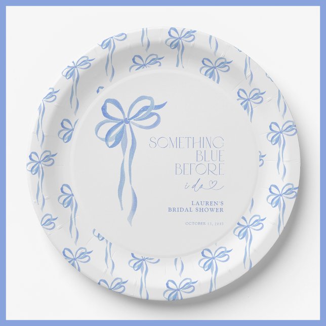 Bow Something Blue Before I Do Bridal Shower Paper Plate (Creator Uploaded)