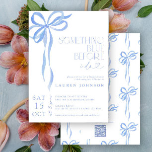 Bow Something Blue Before I Do QR Bridal Shower Invitation