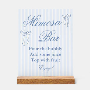 Bow Something Blue Bridal Shower Mimosa Bar Acrylic Sign