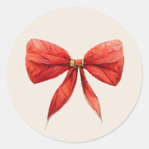 Bow Stickers, Holiday, Red Classic Round Sticker