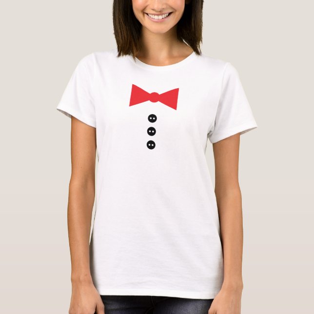 Bow Tie and Buttons Ladies Flowy Tee (Front)