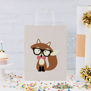 Bow Tie and Glasses Hipster Brown Fox Small Gift Bag