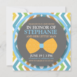 Bow tie baby boy shower invites