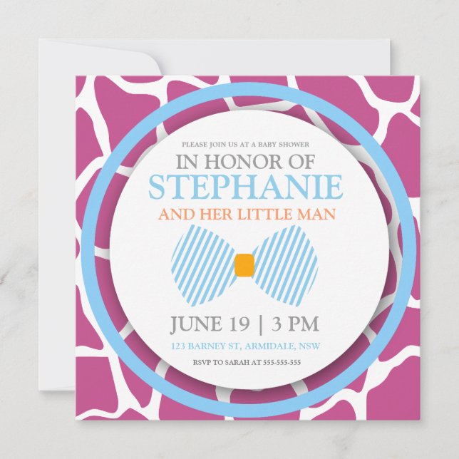 Bow tie baby boy shower invites (Front)