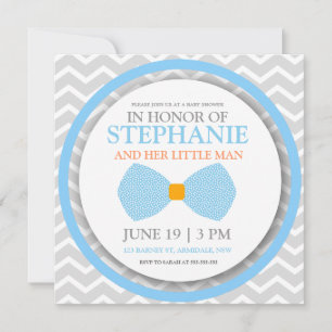 Bow tie baby boy shower invites