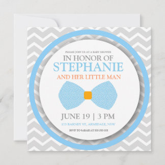 Bow tie baby boy shower invites