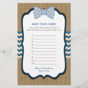 Bow Tie Baby Shower Game who knows mum, baby food Flyer