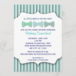 Bow Tie Baby Shower Invitation / navy turquoise