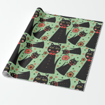 Bow Tie Black Cat Wrapping Paper
