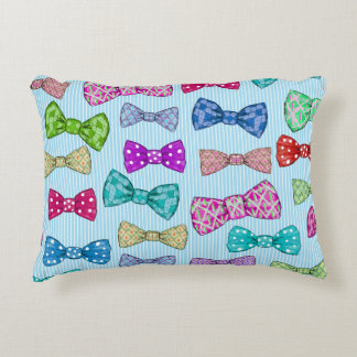 Bow tie, blue stripes, watercolor. decorative cushion