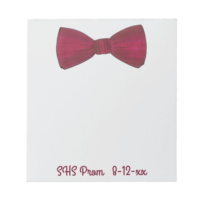 Bow Tie Bowtie Prom Wedding Favour Custom Notepad (Front)