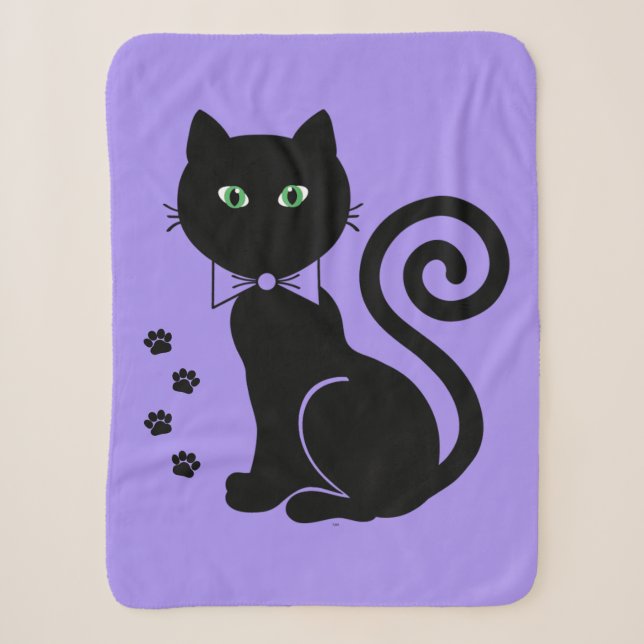 Bow Tie Cat Sherpa Blanket (Front)