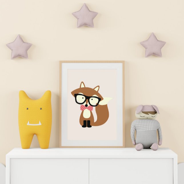 Bow Tie Hipster Brown Fox Poster (Creator Uploaded)