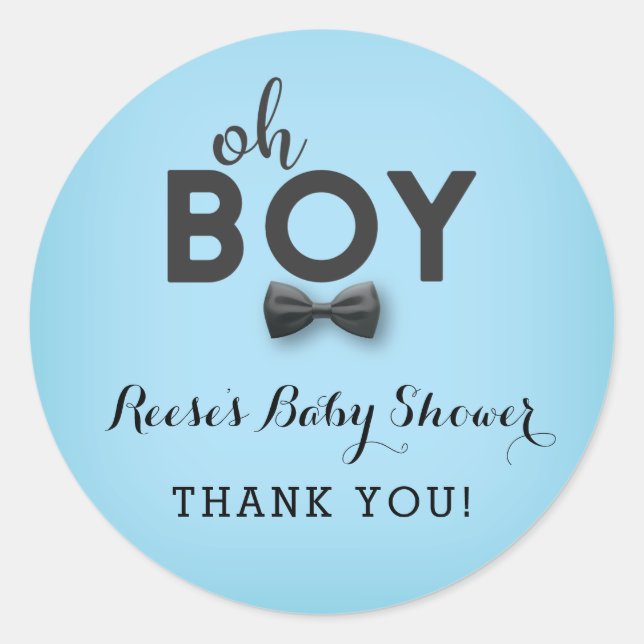 Bow Tie Little Man Baby Shower Favour Sticker (Front)