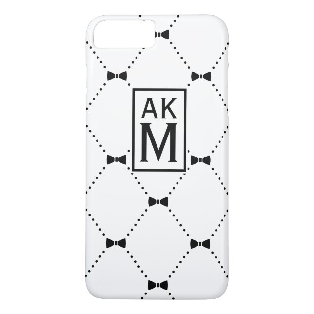 Bow Tie Pattern Custom Monogram iPhone 7 Plus Case (Back)