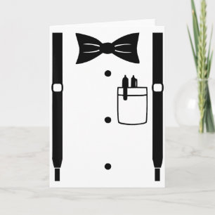 Bow Tie Suspenders Office Suit Carnival Costume  Card