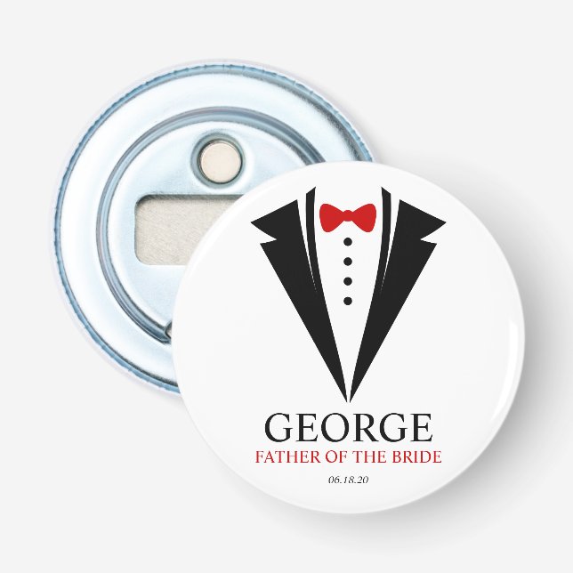 Bow Tie Tuxedo "Father of the Bride" Personalised Bottle Opener (Front)