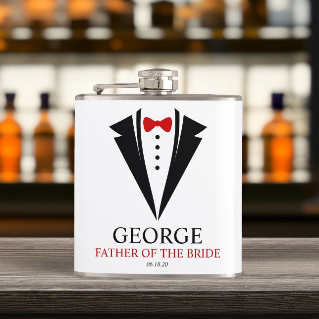 Bow Tie Tuxedo "Father of the Bride" Personalised Hip Flask (Creator Uploaded)