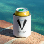 Bow Tie Tuxedo "Groom" Personalised Can Cooler<br><div class="desc">Bow Tie and Tuxedo personalised wedding party design.</div>