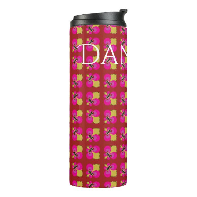 Bow-Tied Fleur De Lis pattern Thermal Tumbler (Rotated Left)