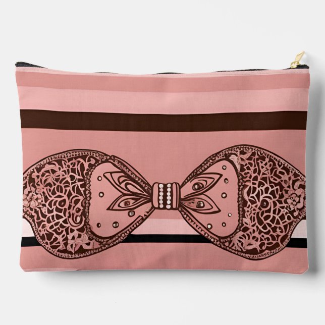 Bow Ties in Pink AI art  Accessory Pouch (Back)