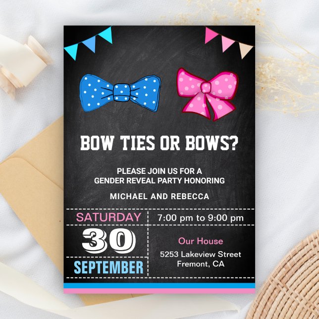 Bow Ties or Bows Gender Reveal Party Invitation (Creator Uploaded)