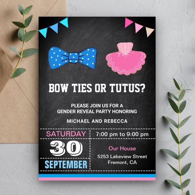 Bow Ties or Tutus Gender Reveal Party Invitation (Creator Uploaded)