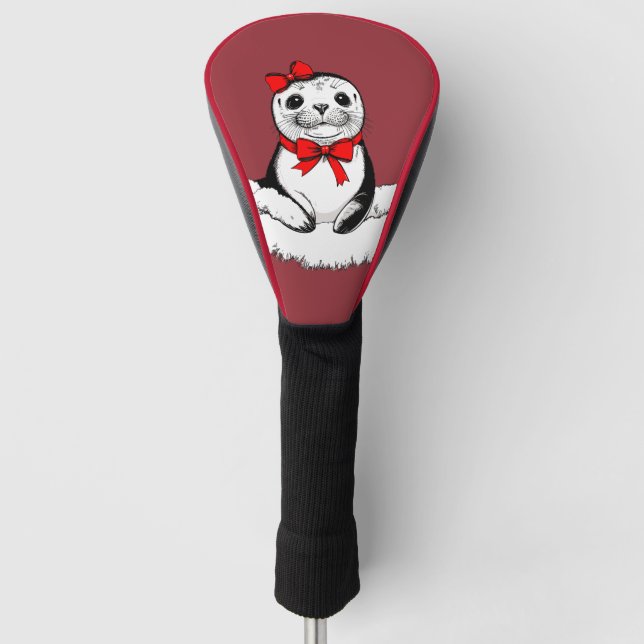 Bow-tiful Seal – Christmas Edition Golf Head Cover (Front)