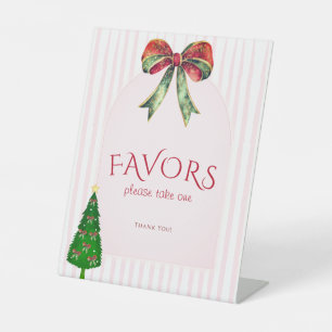 Bow Tis The Season Christmas Bridal Shower Favors Pedestal Sign