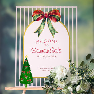 Bow Tis The Season Christmas Bridal Shower Welcome Acrylic Sign
